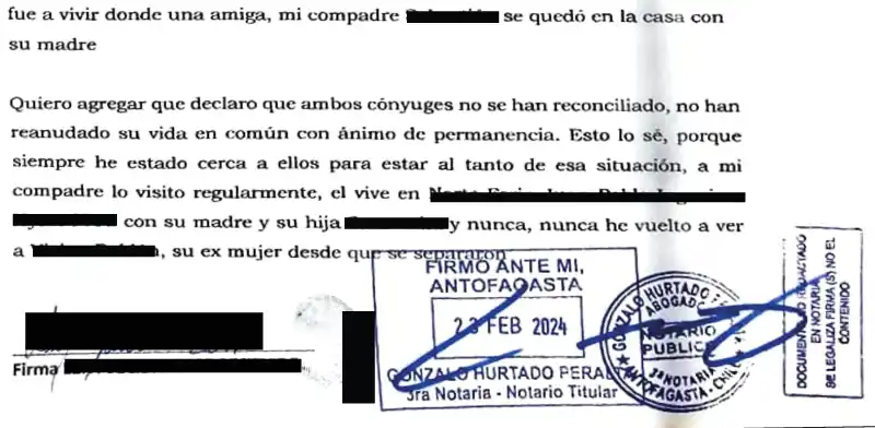 Declaracion notarial divorcio